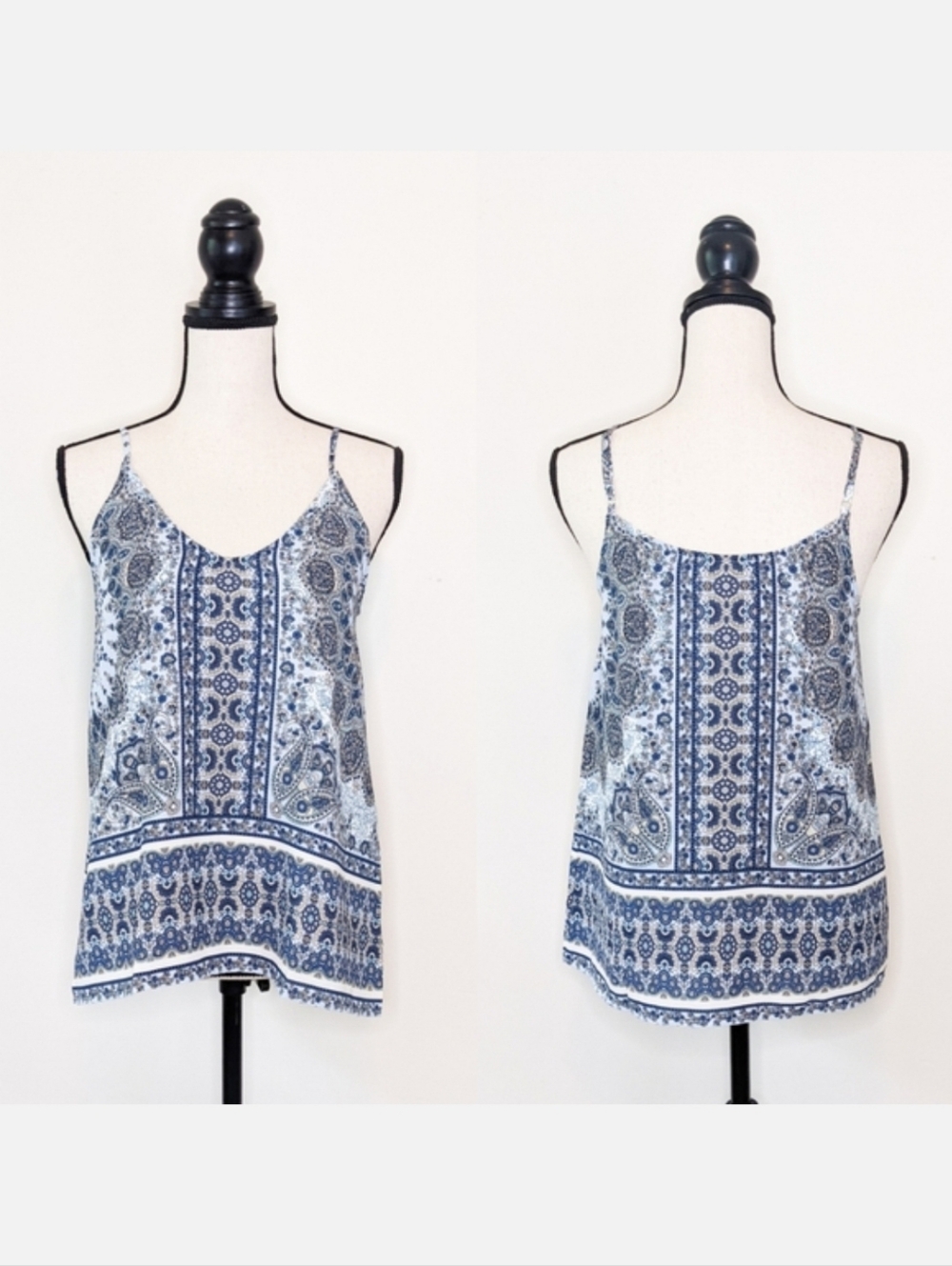 💥3 for $30💥🦋LAST🦋 NWT E&M Blue Patterned Cami Top, Size Small🌳